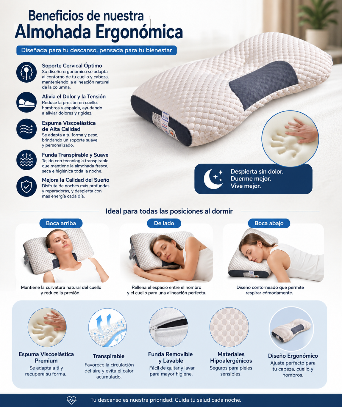 Almohada Cervical de Memory Foam